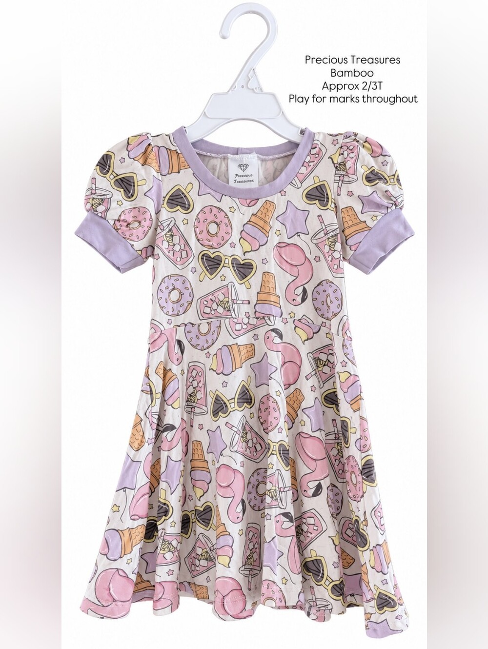 Precious Treasures Girls 2T 3T Pink & Purple Casual Dress Like New